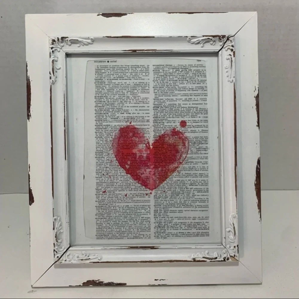 Dictionary Art Print Valentine Heart Paint Splatter, Vintage Art Print